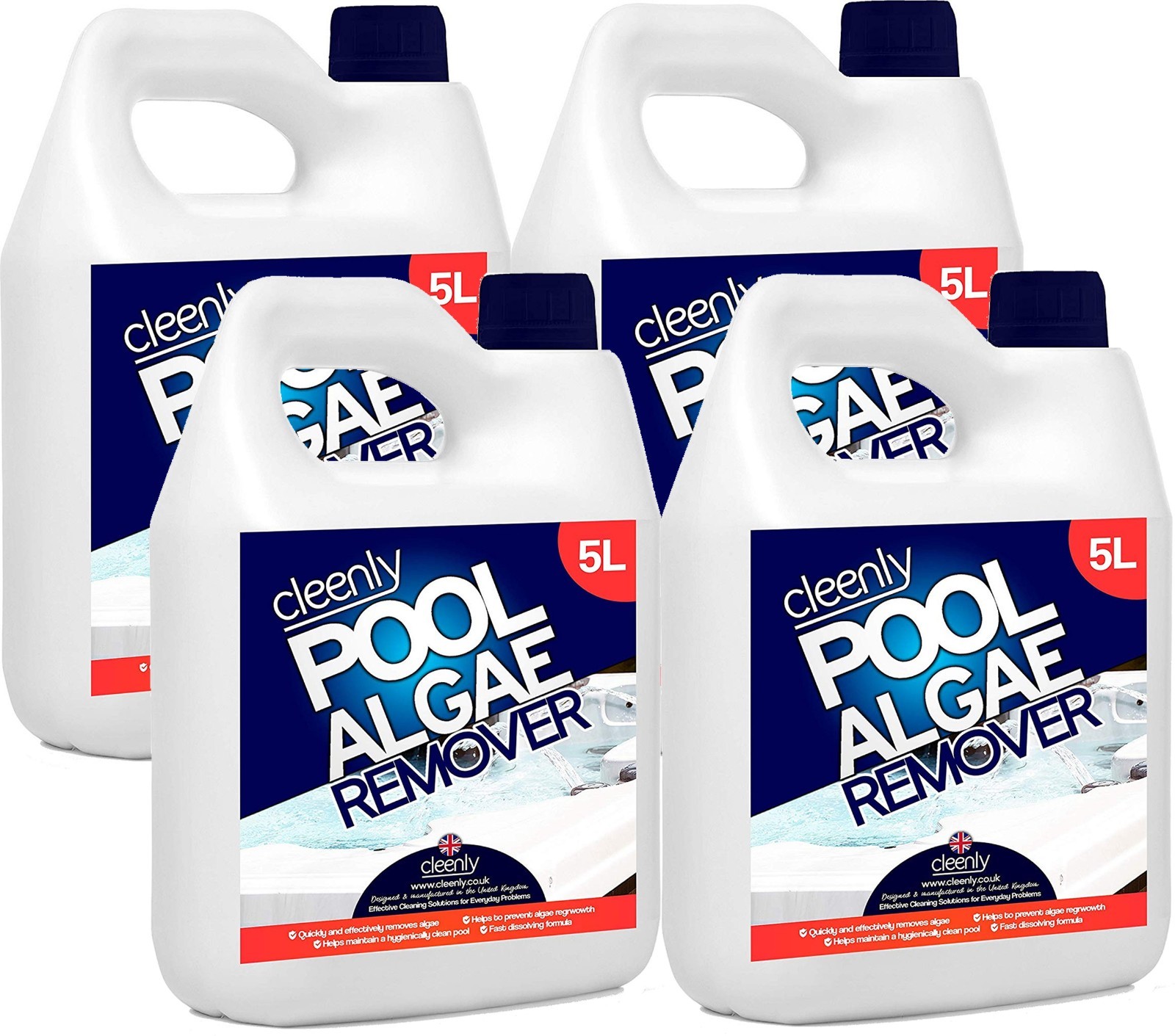 Cleenly Pool Algae Remover Prevents Growth & Removes for Hot Tub & Spa 4 x 5L