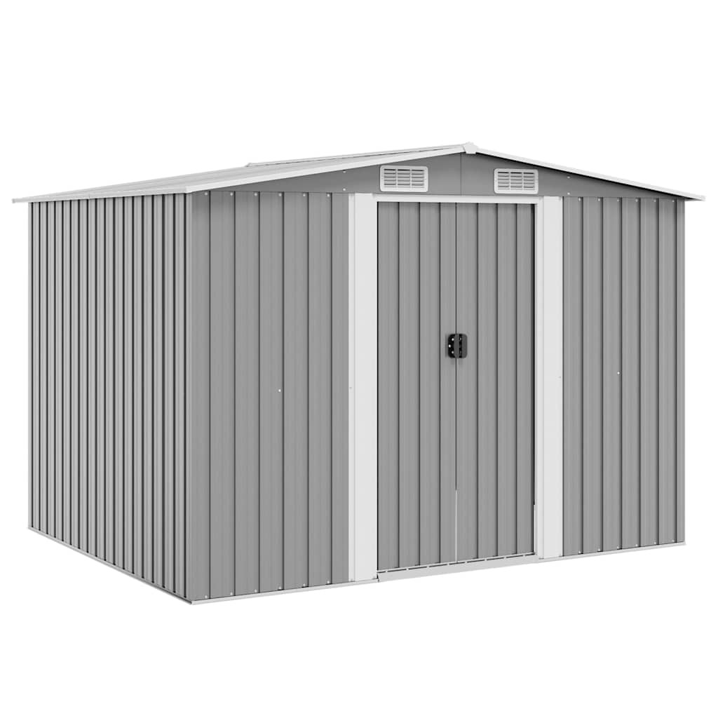 Garden Storage Shed Grey Metal 257x205x178cm Tool Organiser Cabin Room vidaXL