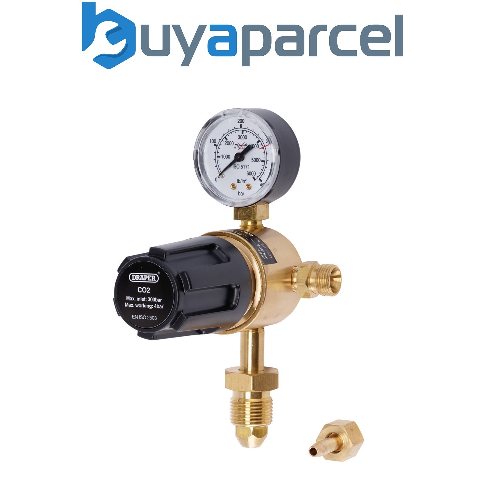 Draper 70151 Industrial Gas Bottle Regulator with Single Gauge, 300 bar