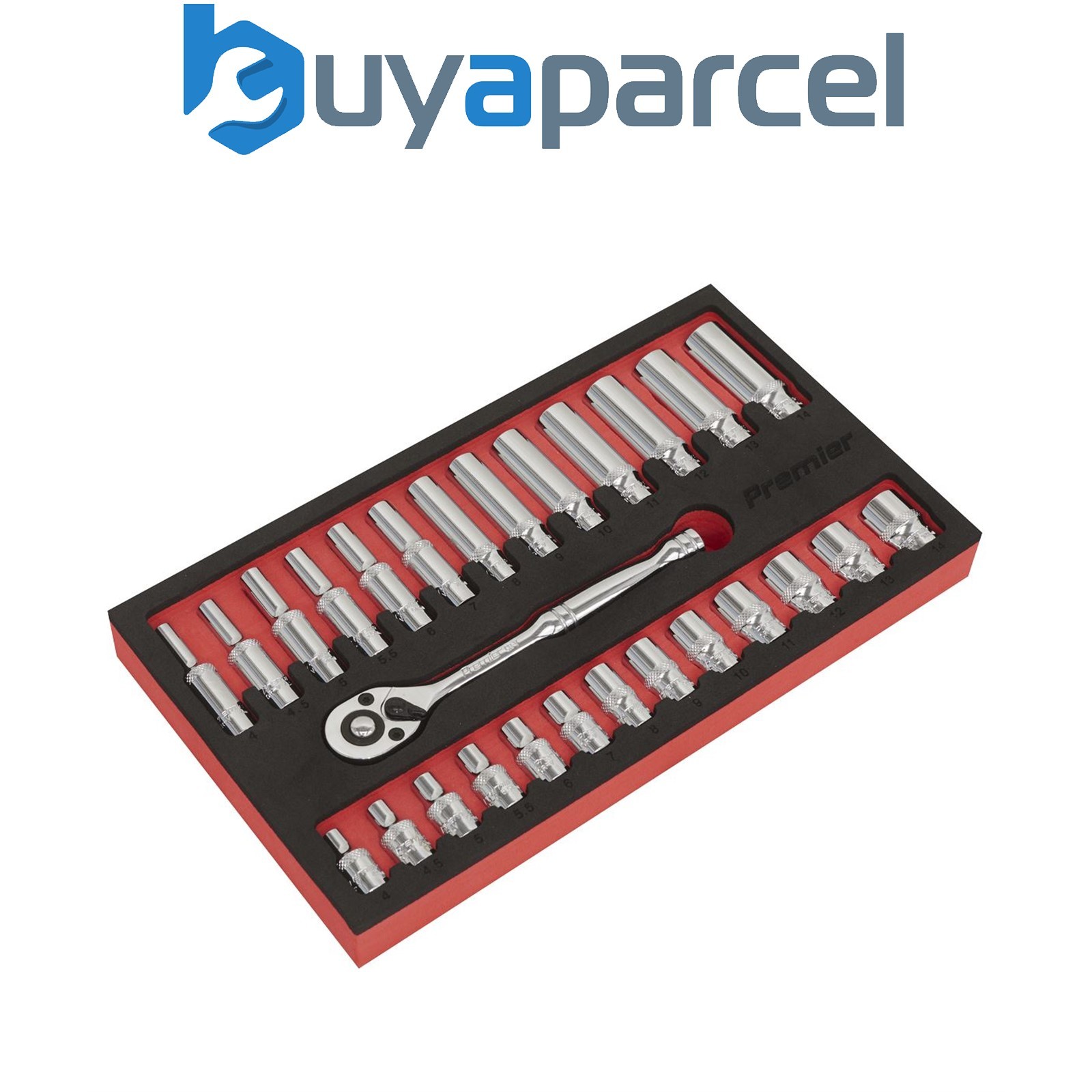 Sealey AK66721 Premier Ratchet Wrench & Socket Set 1/4"Sq Drive 27pc