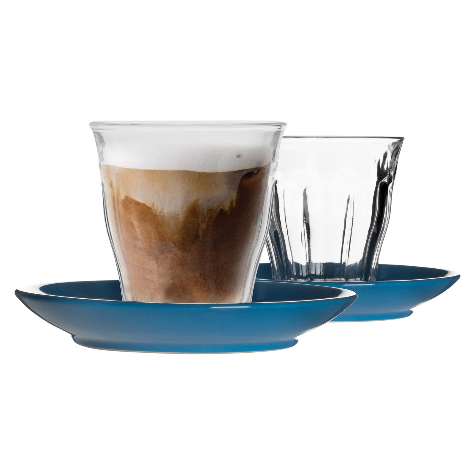 12 Piece Picardie Mismatched Coffee Cup & Saucer Set Tumbler Mug 220ml Blue