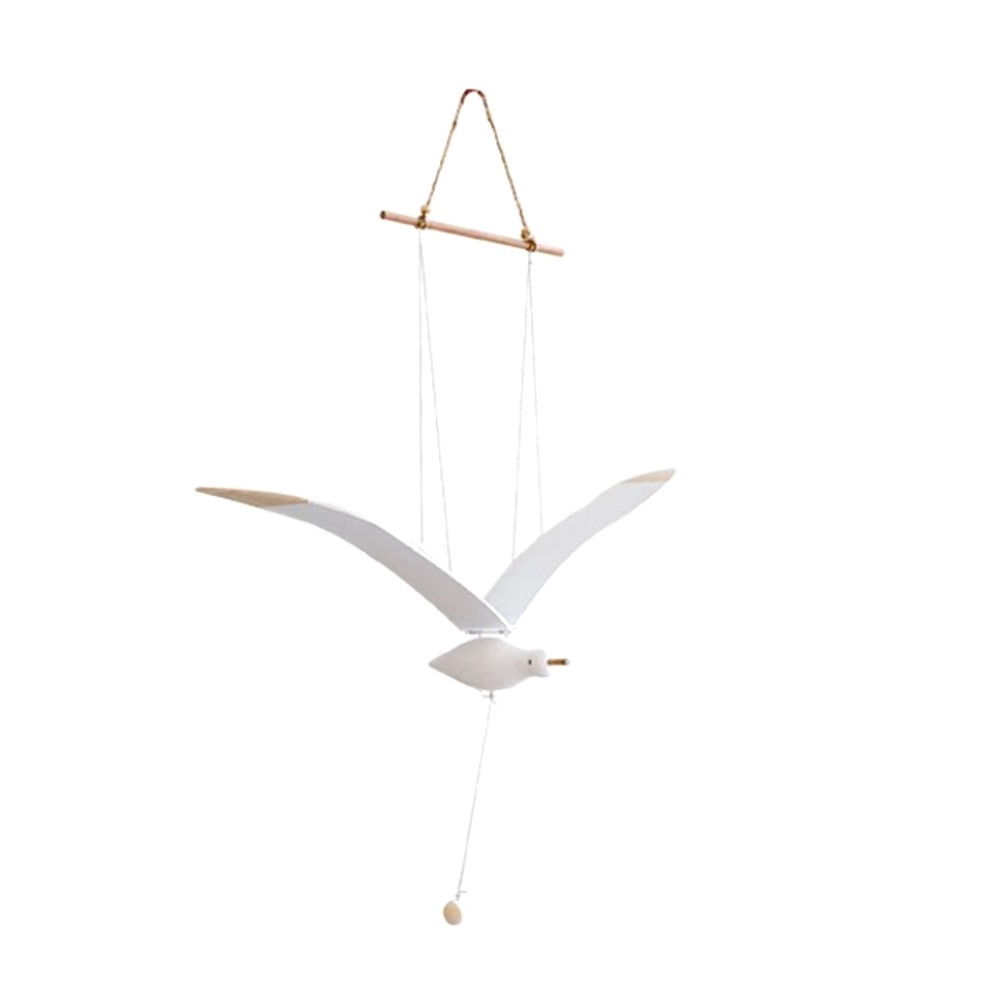 Soaring Seagulls Hanging Mobile Wood Flying Seagull Decor Ceiling Pendant4506