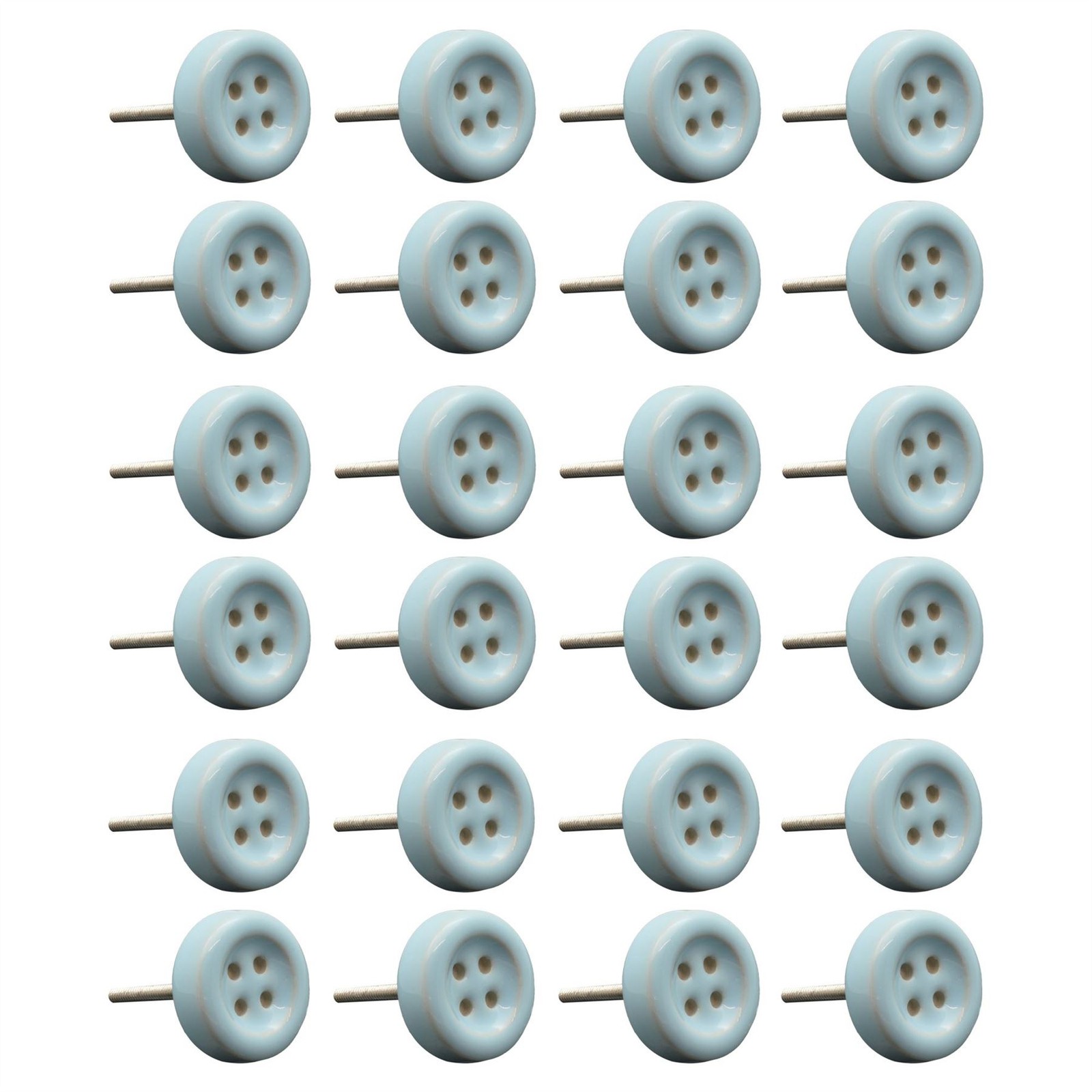 24x Ceramic Cabinet Knobs Kitchen Cupboard Door Drawer Handles Blue Button