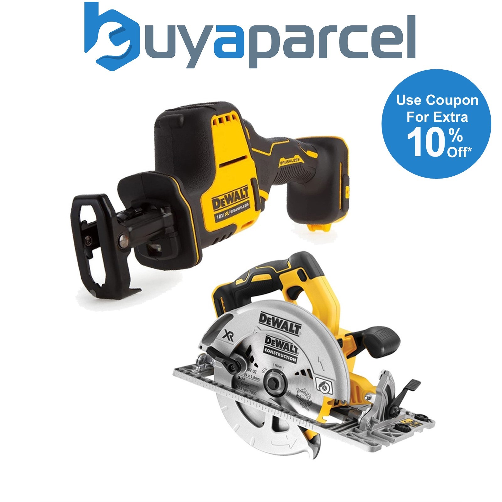 Dewalt DCS369N 18v XR Compact Brushless Reciprocating Saw & DCS572N Circular Saw