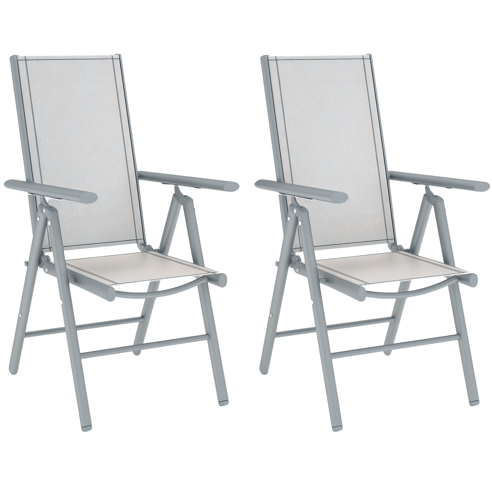 Outsunny 2PCS Folding Chair w/ Breathable Mesh Back and Seat, Light Grey