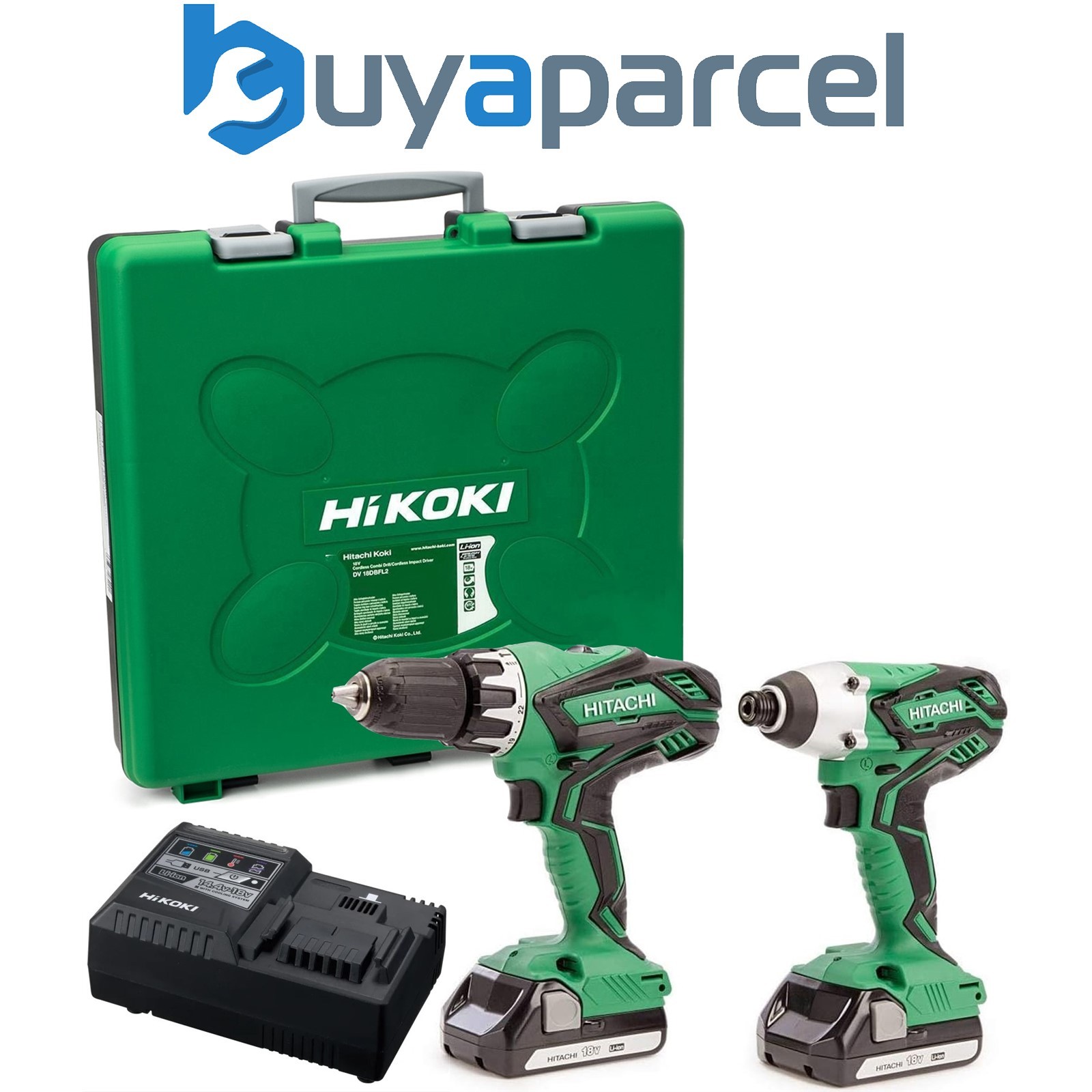 HiKOKI Twin Pack Combi Drill And Impact Driver 18V 2 x 1.5Ah Li-ion KC18DGLJAZ