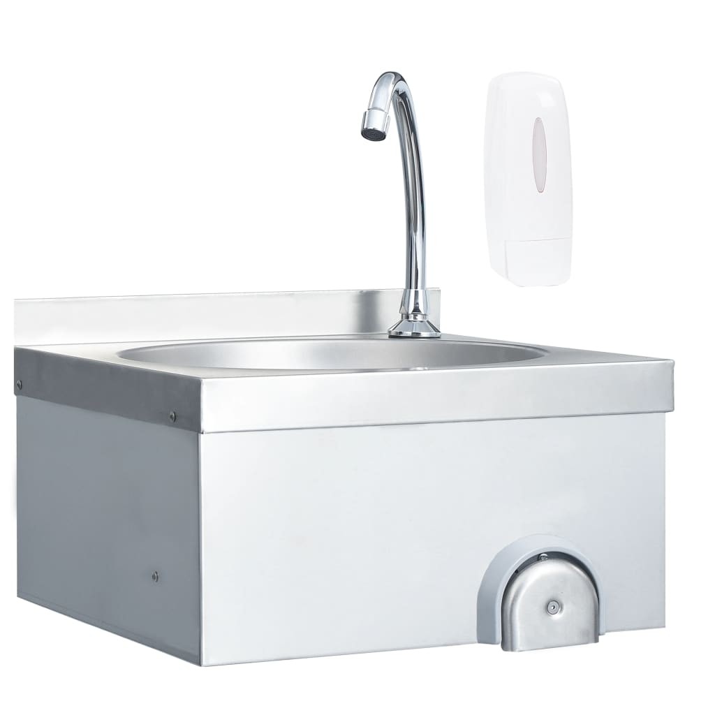 Commercial Hand Wash Sink with Faucet Soap Dispenser Stainless Steel vidaXL