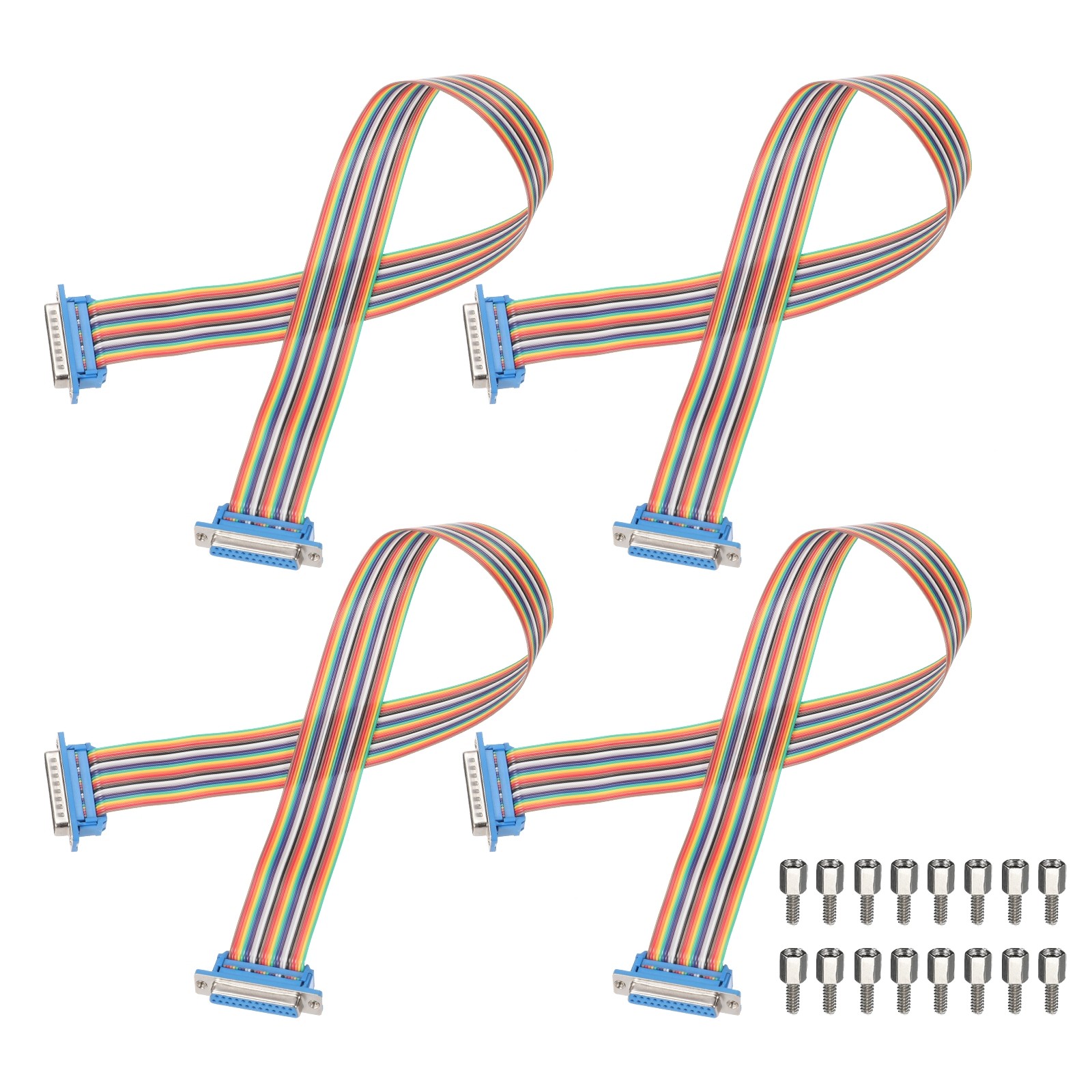 4 Pcs IDC Rainbow Wire DB25 Male to DB25 Female 19.7 Inch Length