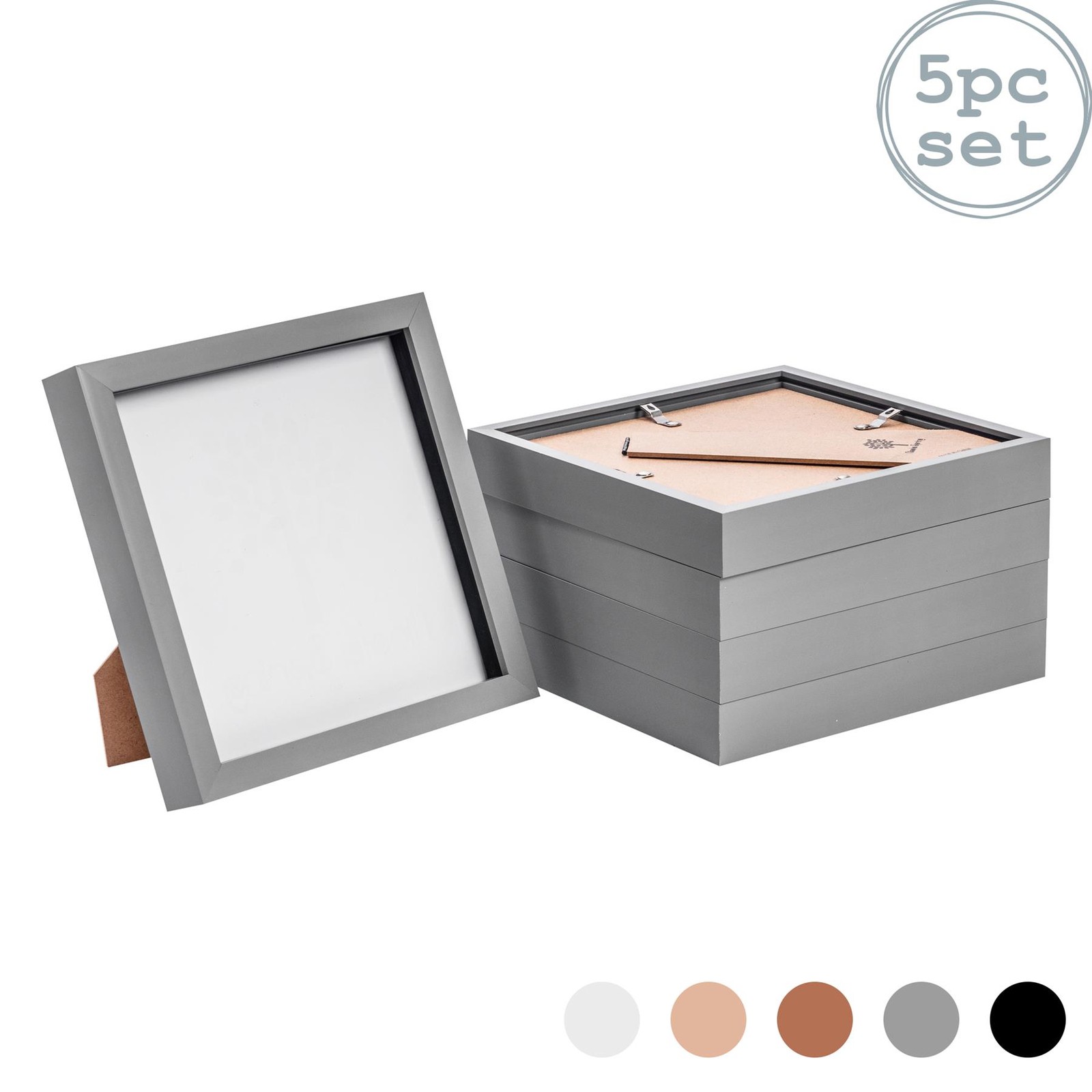 5x 3D Box Photo Frames Standing Hanging Craft Shadow Picture Frame 8 x 8" Grey