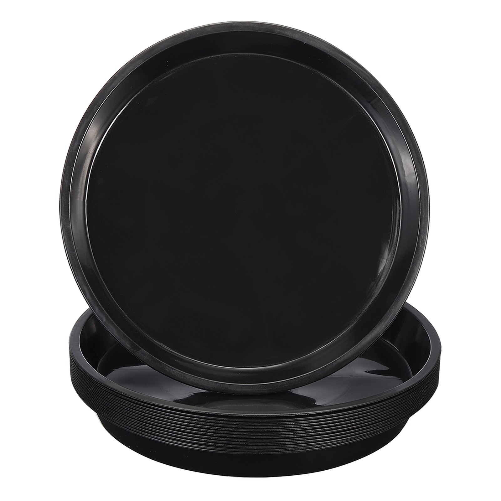 12Pcs Plastic Plant Saucer 20 Inch Plant Tray Flower Pots Round Dish, Black