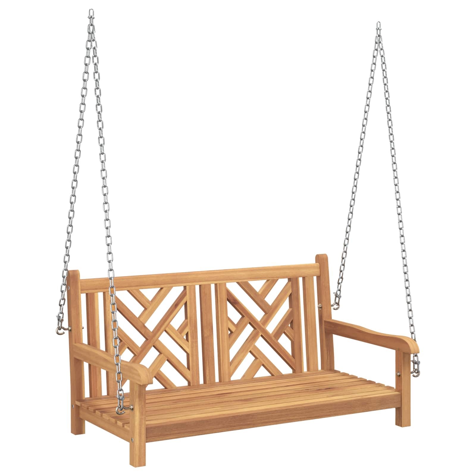 vidaXL Swing Bench Brown 114 x 60 x 64 cm Solid Teak Wood, Garden and Terrace, R