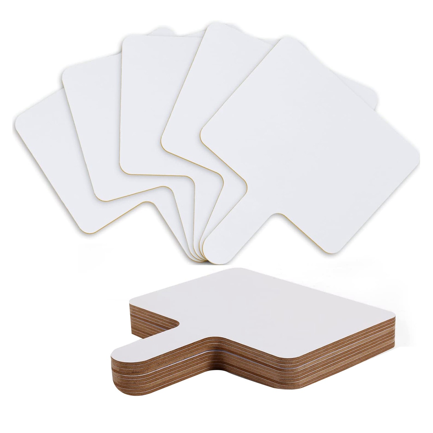10Pcs 9.6X8Inch Dry Erase Answers Paddle, Handhold Wooden White Board 4849