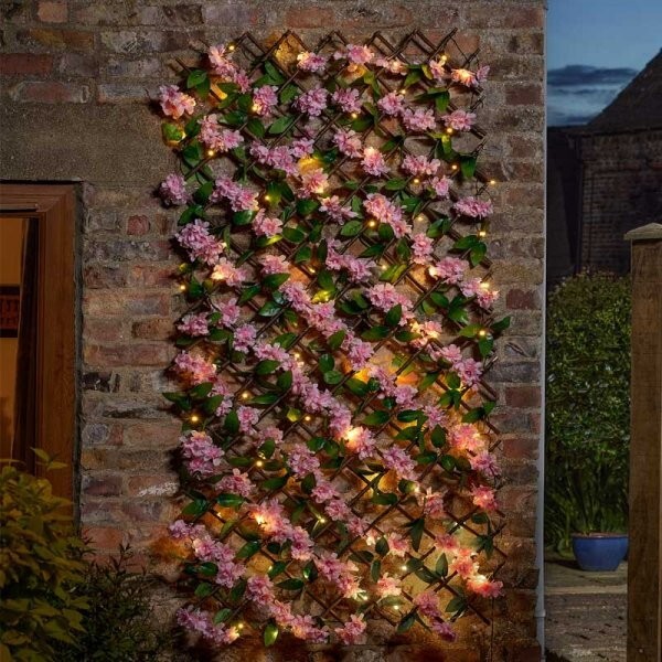 Solar Blossom Trellis Light Expandable Artificial Leaves Garden Decor Outdoor
