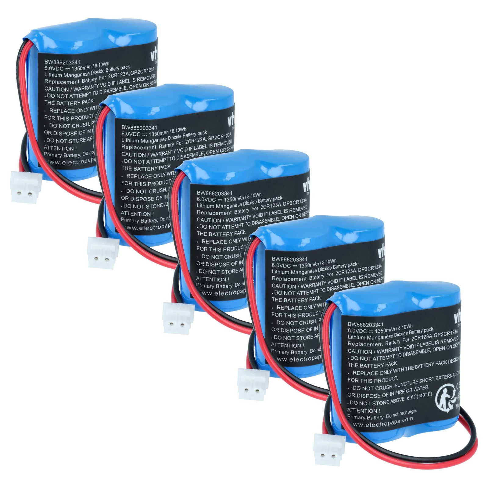 5x Battery for Visonic Next CAM 1350mAh