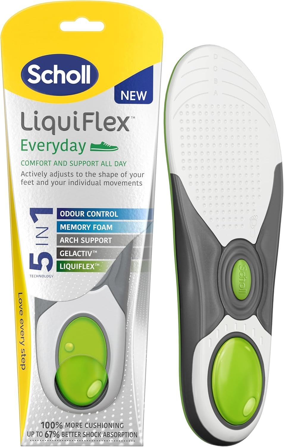 Scholl Liquiflex Every Day Insoles for Men, GelActiv Insoles with Memory Foam,