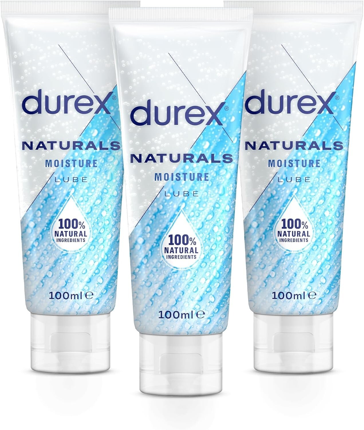 Durex 100% Natural Intimate Gel Moisturising Water Based Lubricant 100ml x 3