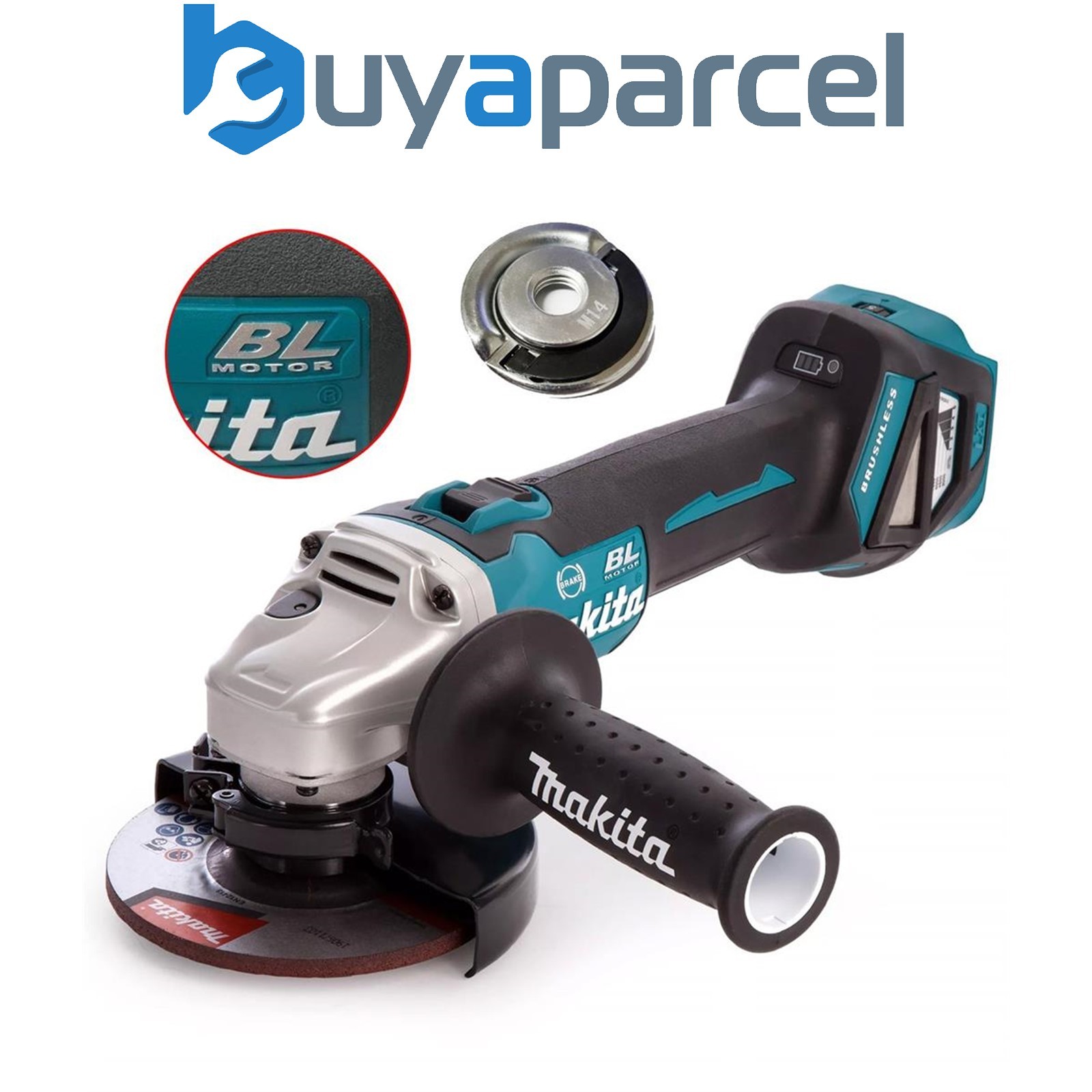 Makita DGA513Z 18v Cordless Brushless 125mm Angle Grinder Bare + Flange Nut
