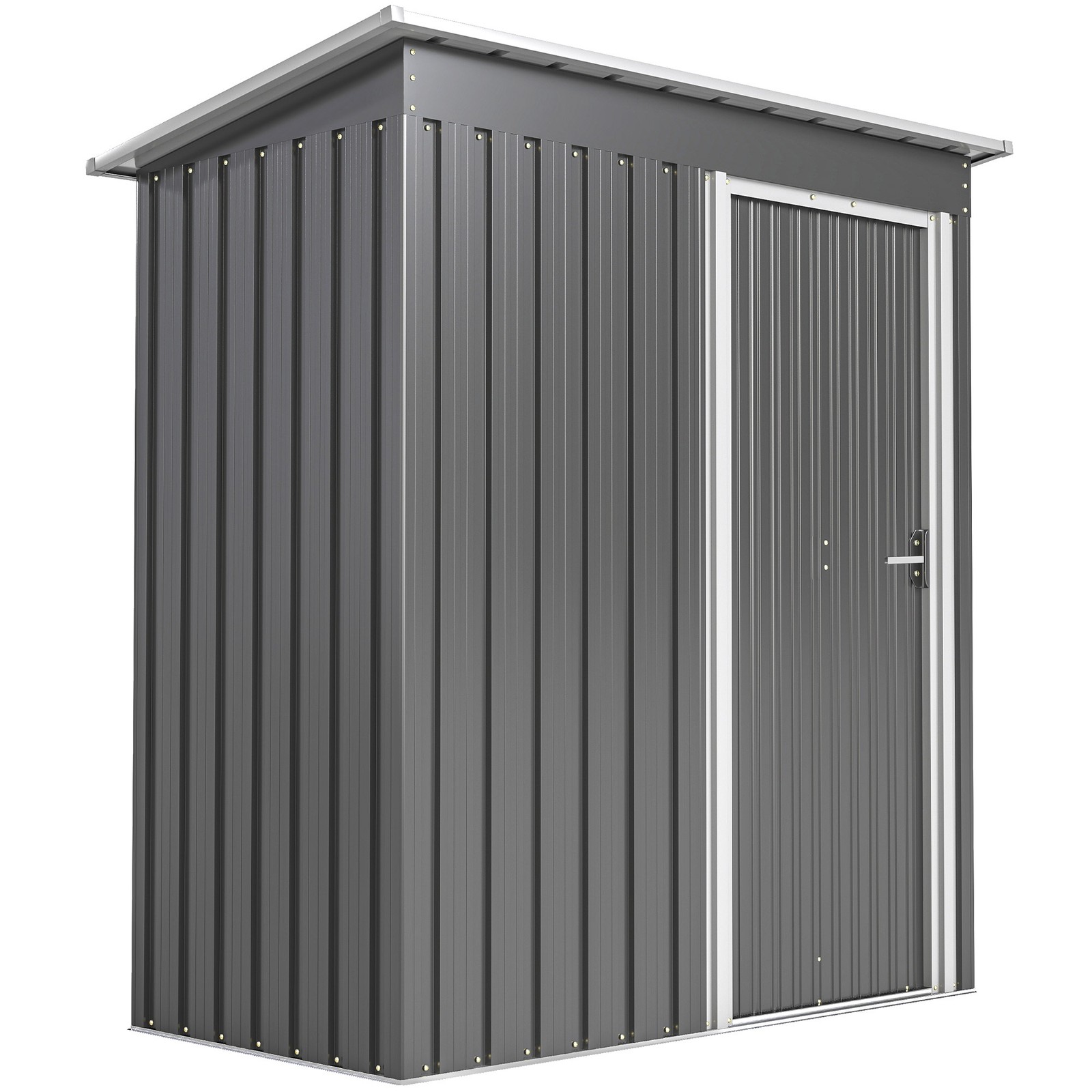 Outsunny 5 x 3ft Garden Storage Shed Sliding Door Sloped Roof Tool, Grey