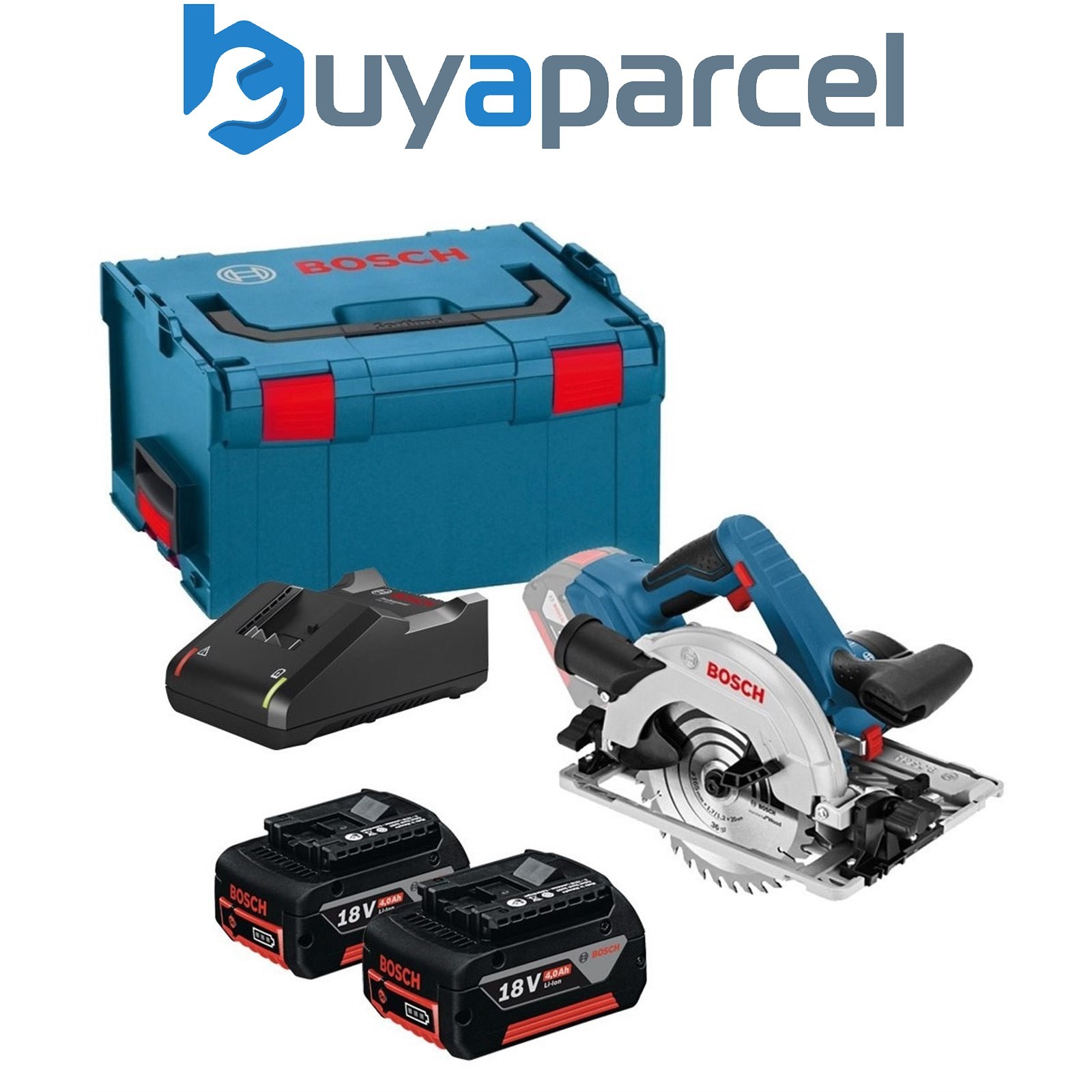 Bosch 18v GKS 18V-57 G 165mm Cordless Circular Saw Inc Guide Rail Base 2 x 4.0ah