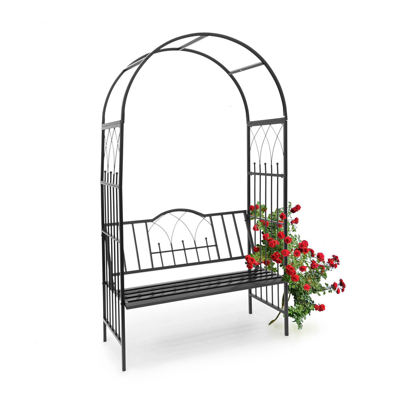 Rose arch with bench Metal Garden Arbor Climbing plant arbour Weatherproof