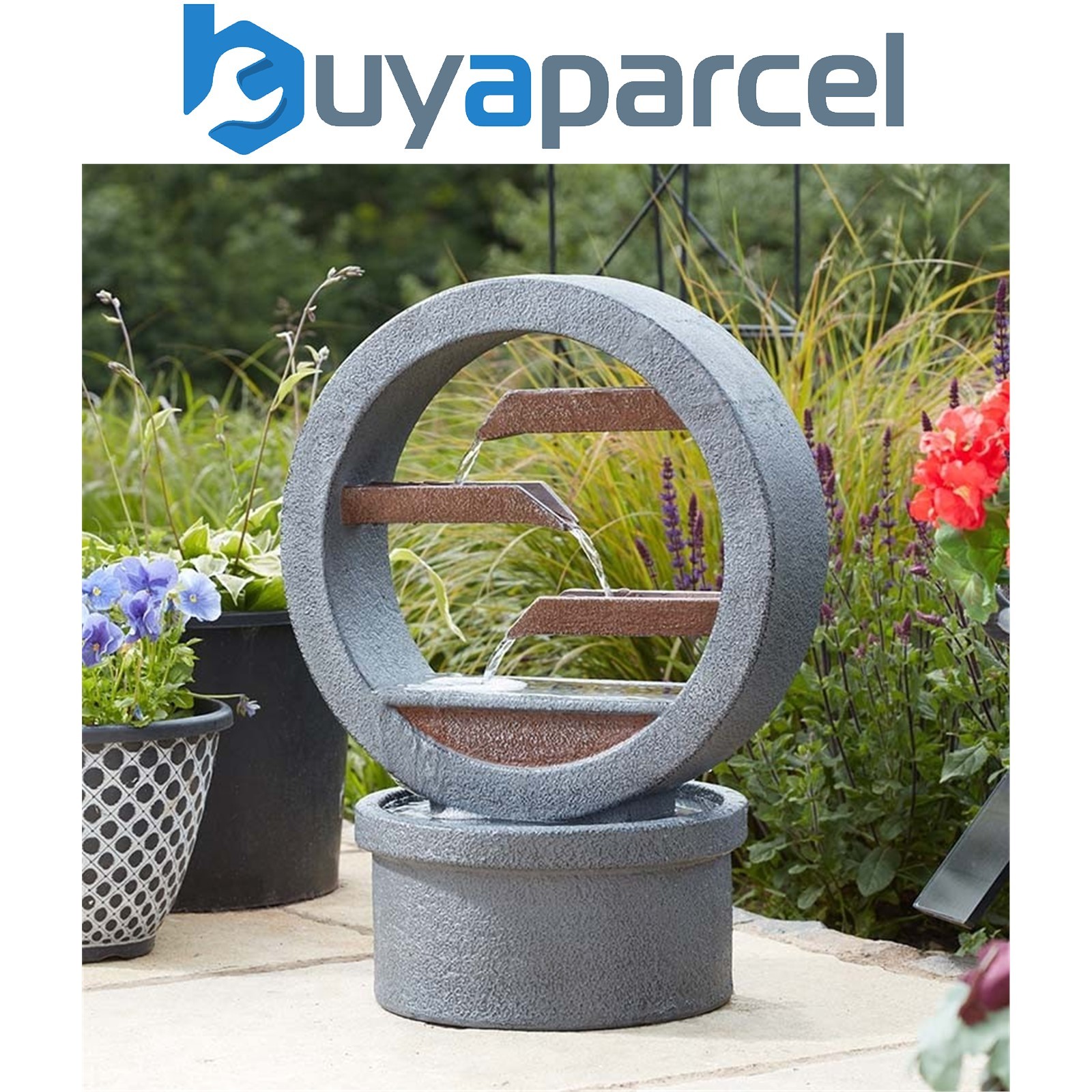 Smart Garden Solar Omega Cascade Garden Water Feature Fountain Waterfall Modern