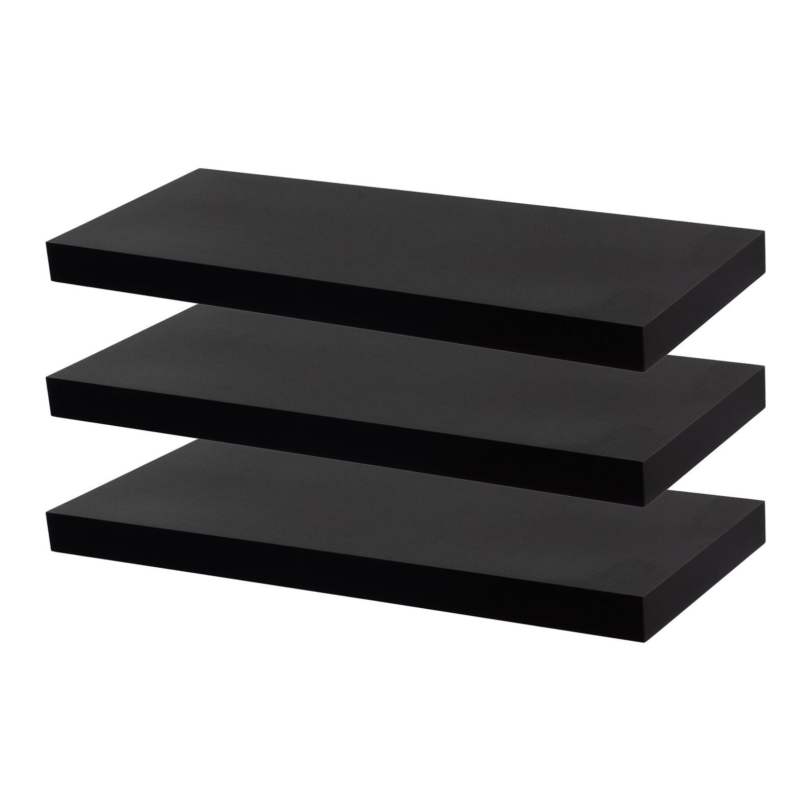 6x Floating Wall Shelves Wooden Wall Storage Living Room Bedroom 60cm Black