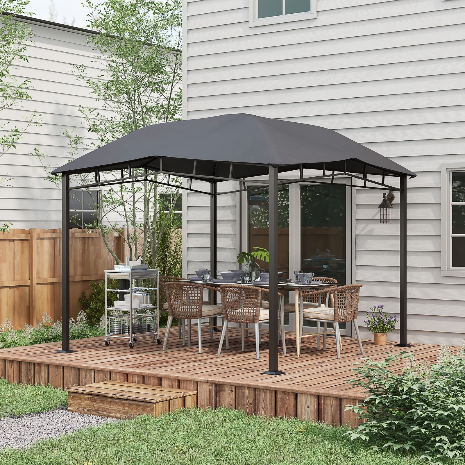 3x3(m) Outdoor Patio Gazebo Pavilion Canopy Tent Sunshade Steel Frame Grey