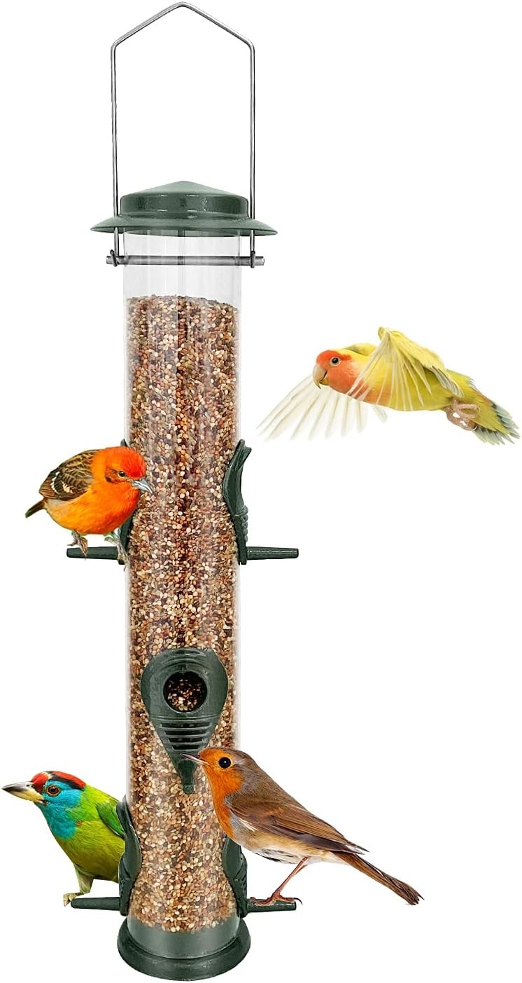 Metal Bird Feeder Tube Hanging Feeders Wild Bird Seed Feeder Heavy Duty Metal 6