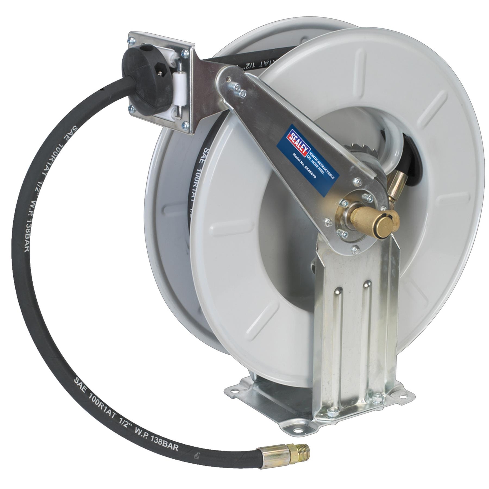 Sealey Oil Hose Reel Retractable 10m 1/2"BSP 2000psi Heavy Duty