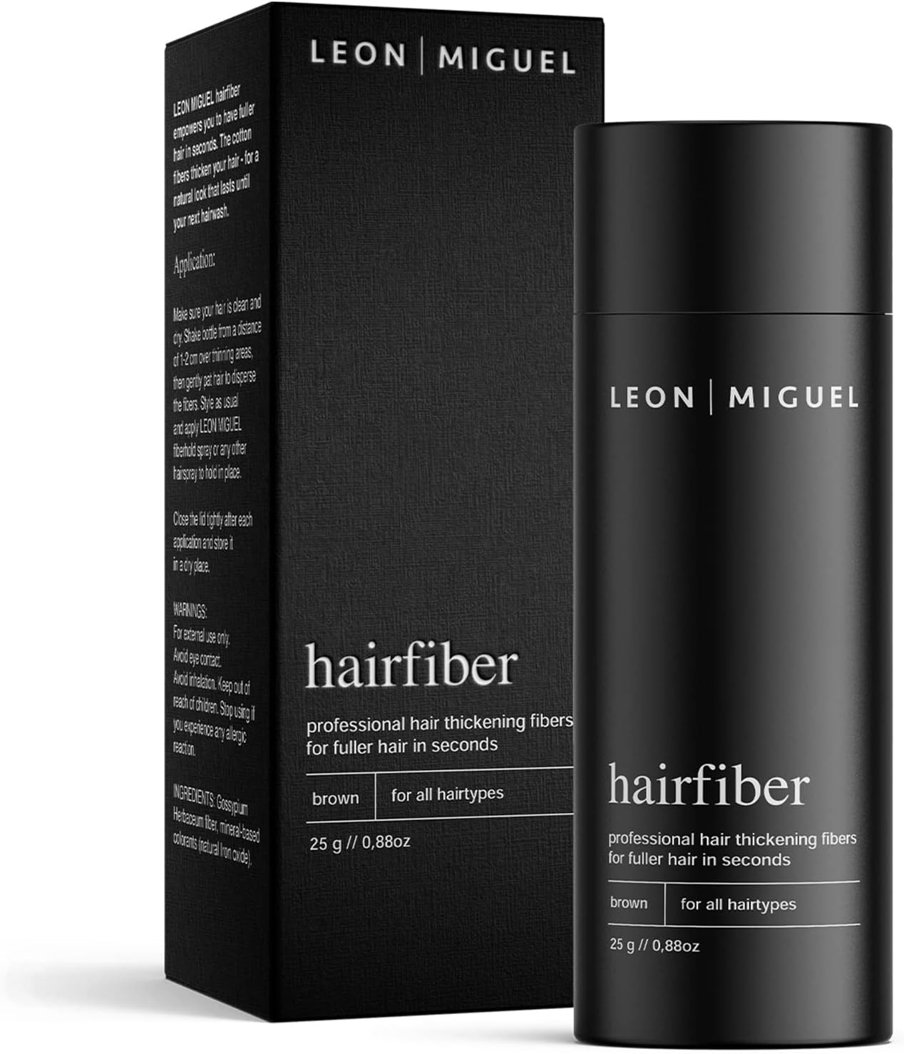 LEON MIGUEL Hair Fiber - Premium Hair Thickener – Immediately Conceals Recedi