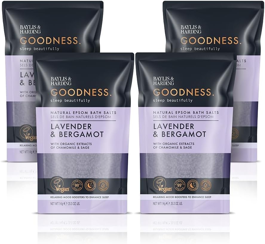 Baylis & Harding Goodness Sleep Bath Salts, 1kg (Pack of 4) - Vegan Friendly