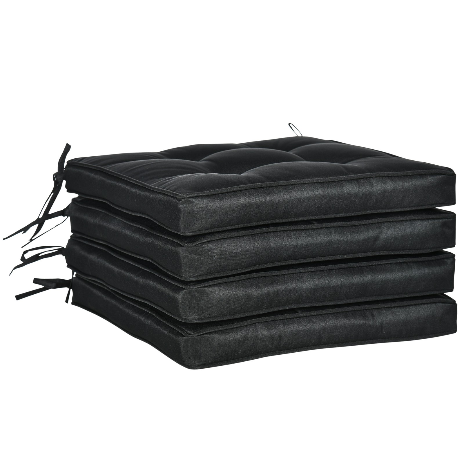 Outsunny 42 x 42cm Replacement Garden Seat Cushion Pad with Ties, Black