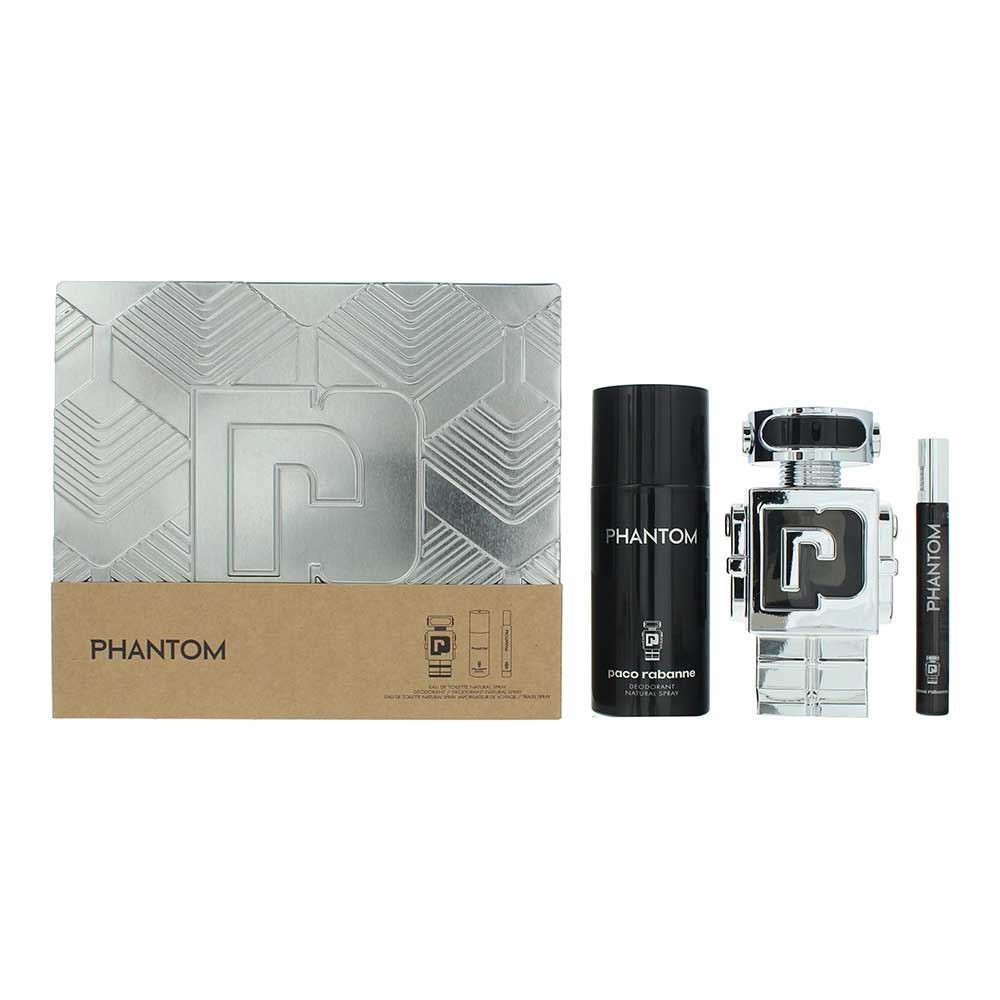 Paco Rabanne Phantom EDT 100ml, 10ml + Deodorant Spray Gift Set Him Damaged Box