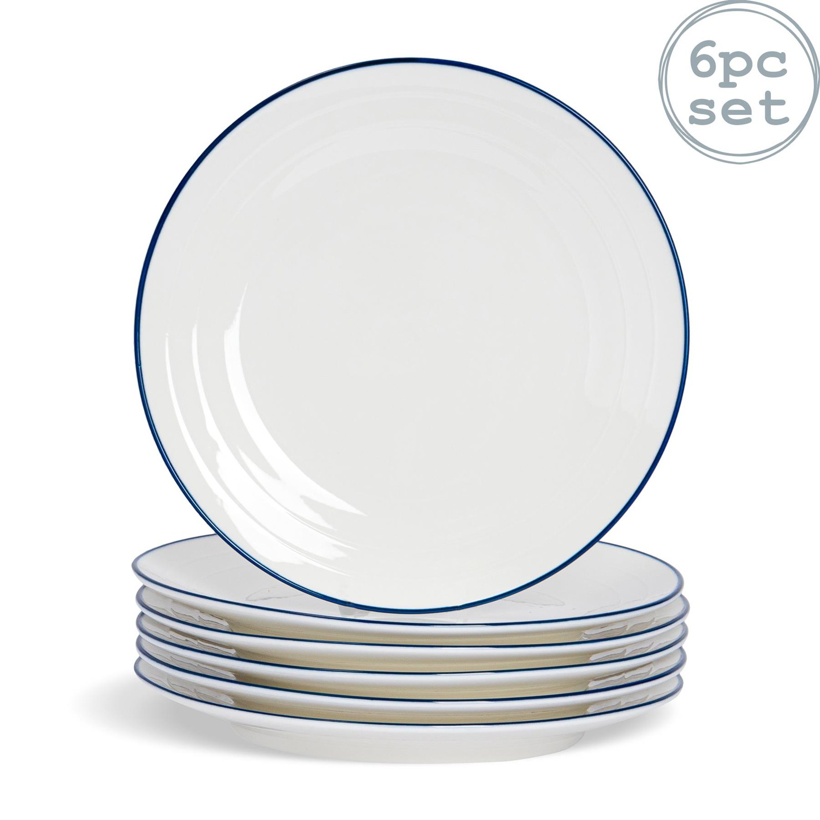 6x White Farmhouse Dinner Plates Rustic Country Cottage Dining Crockery 26cm