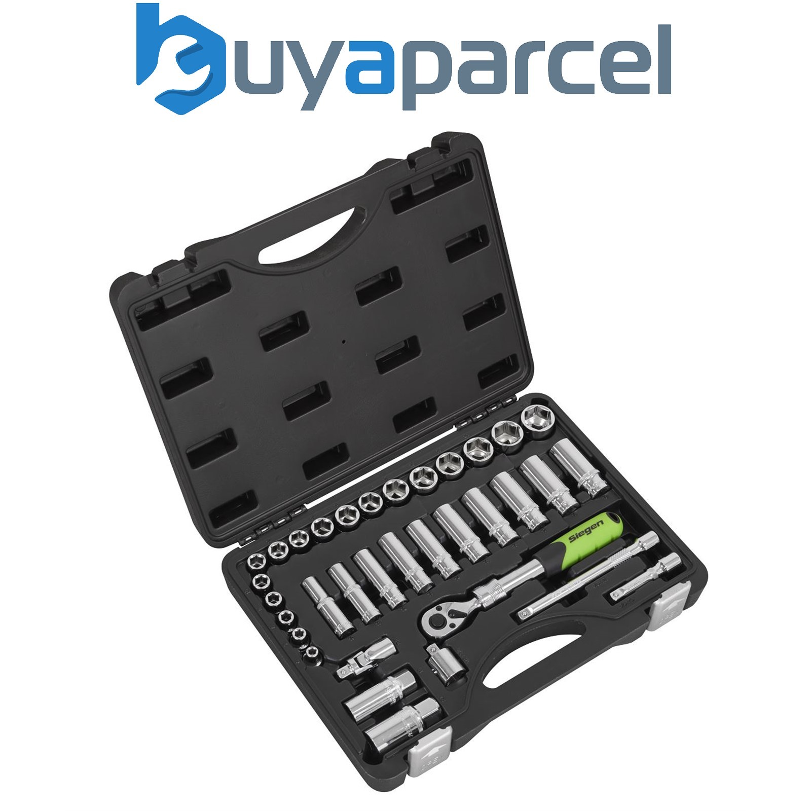 Sealey S01287 Siegen Extendable Ratchet Socket Set 3/8"Sq Drive 34pc