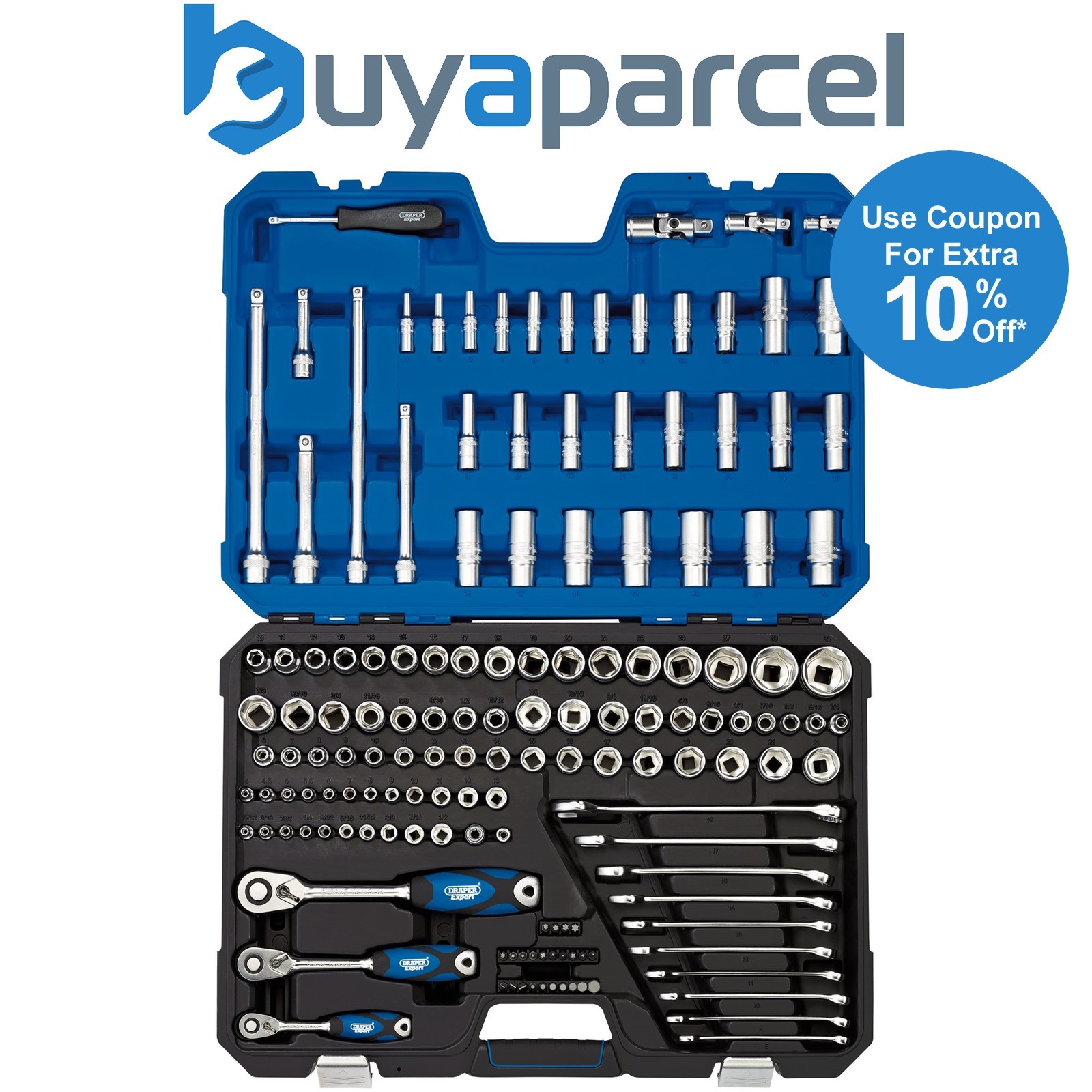 Draper 16460 Draper Expert HI-TORQ Combined MM/AF Socket Set, 1/4", 3/8" and 1/2