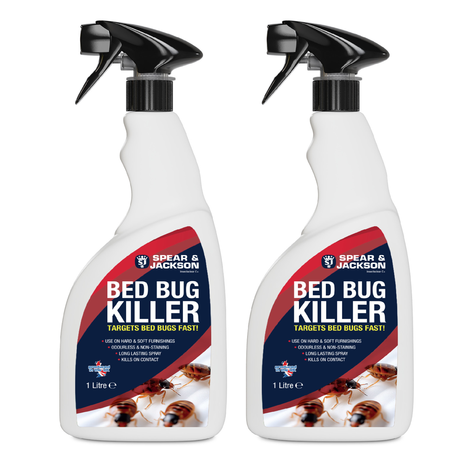 Bed Bug Killer, 2 x 1 L, Long-Lasting, Odourless, Insecticide, Spear & Jackson