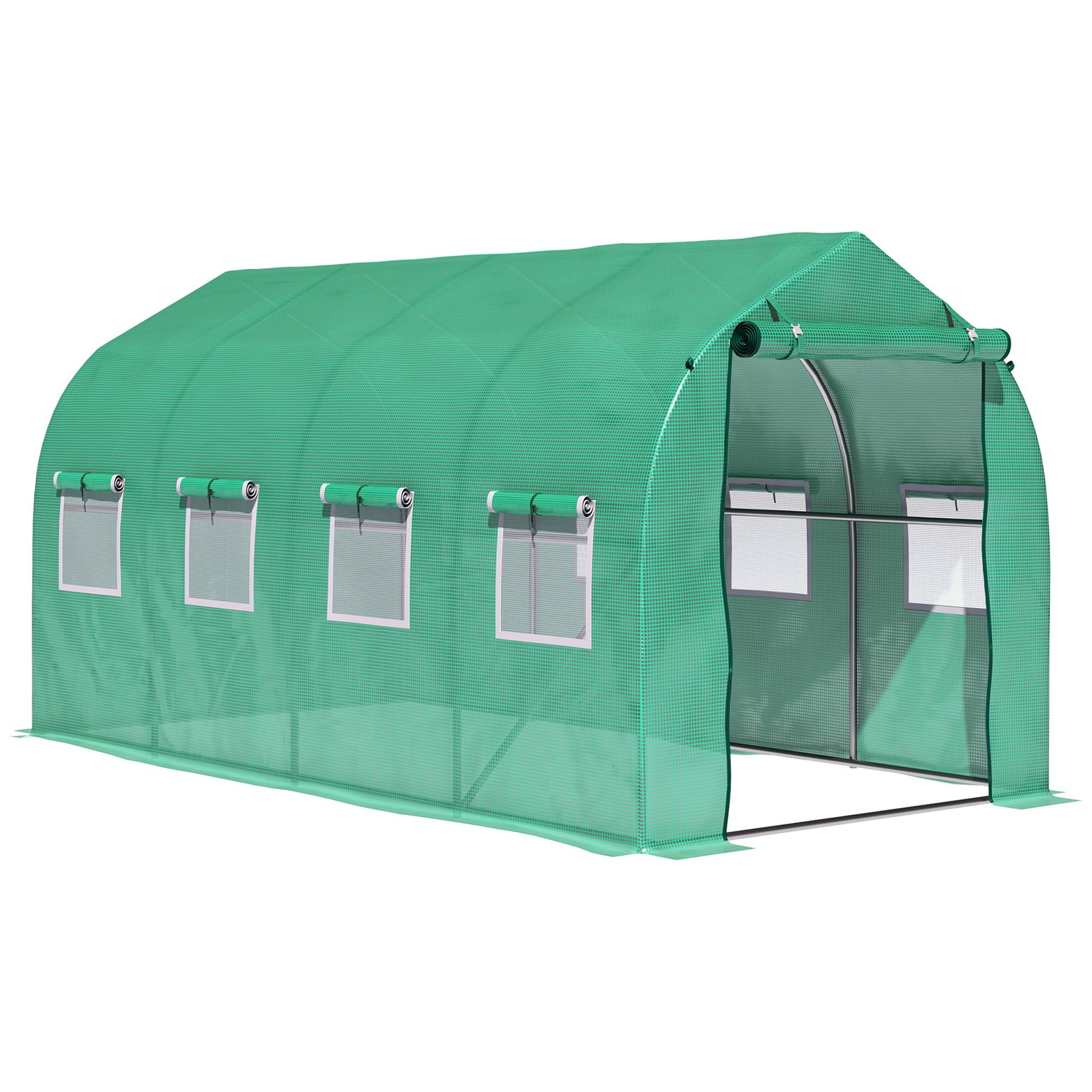 Outsunny 4 x 2 M Walk in Polytunnel Greenhouse Galvanised Steel w/ Zipped Door