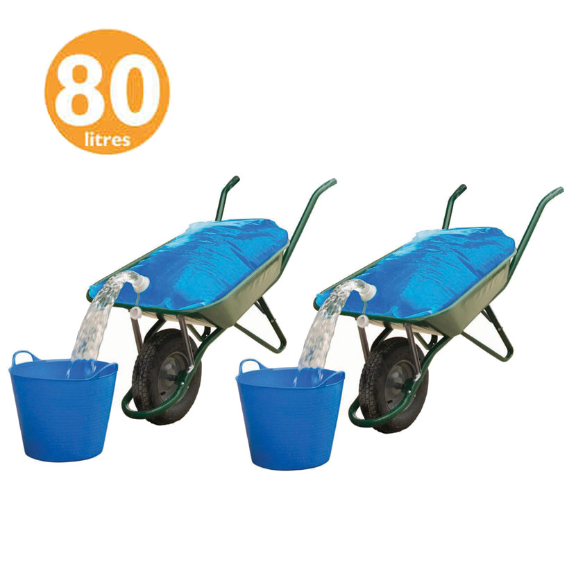 2 Building / Construction Water Container Wheelbarrow Bag H20 Carrier Pourer 80L