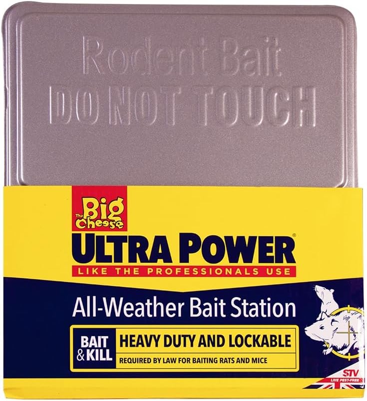The Big Cheese Ultra Power All-Weather Metal Bait Station, Reusable, Lockable,