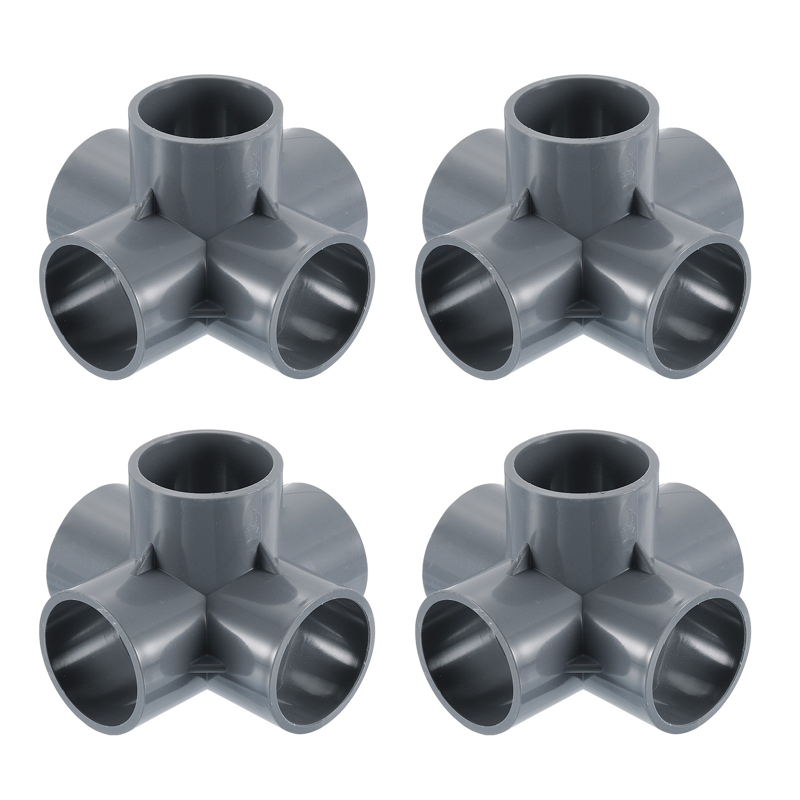 1-1/4" PVC Fittings, 4 Pcs 5 Way Elbow Connector Elbow PVC Corner Fitting, Grey