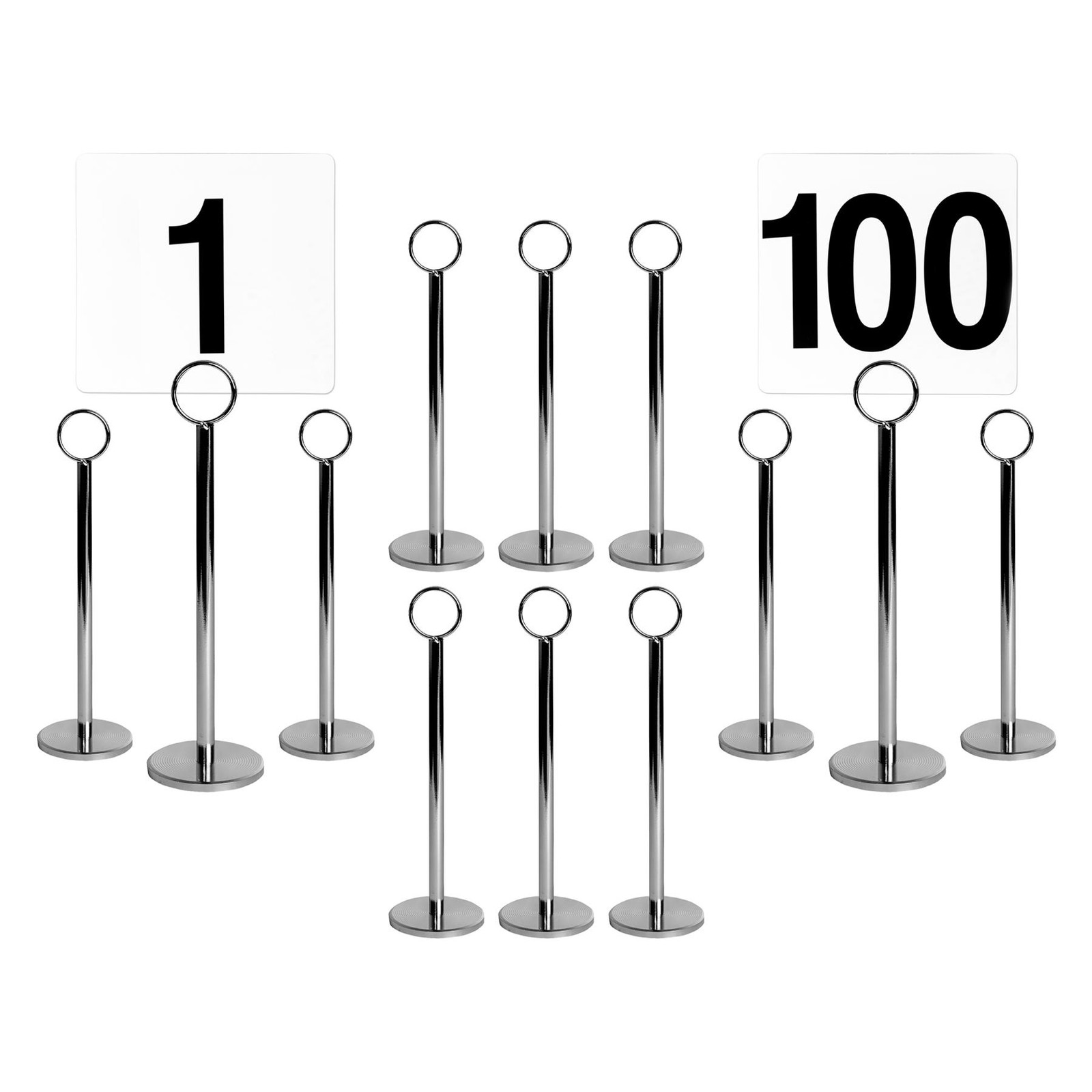 100x Table Numbers with 20cm Holders Wedding Place Card Sign Stand Set Silver