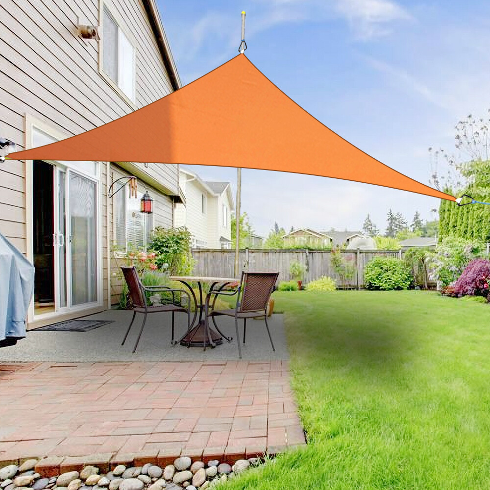 Garden Sun Sail Shade Awning Canopy Triangle Sun Cover Patio Sunscreen 5m Orange