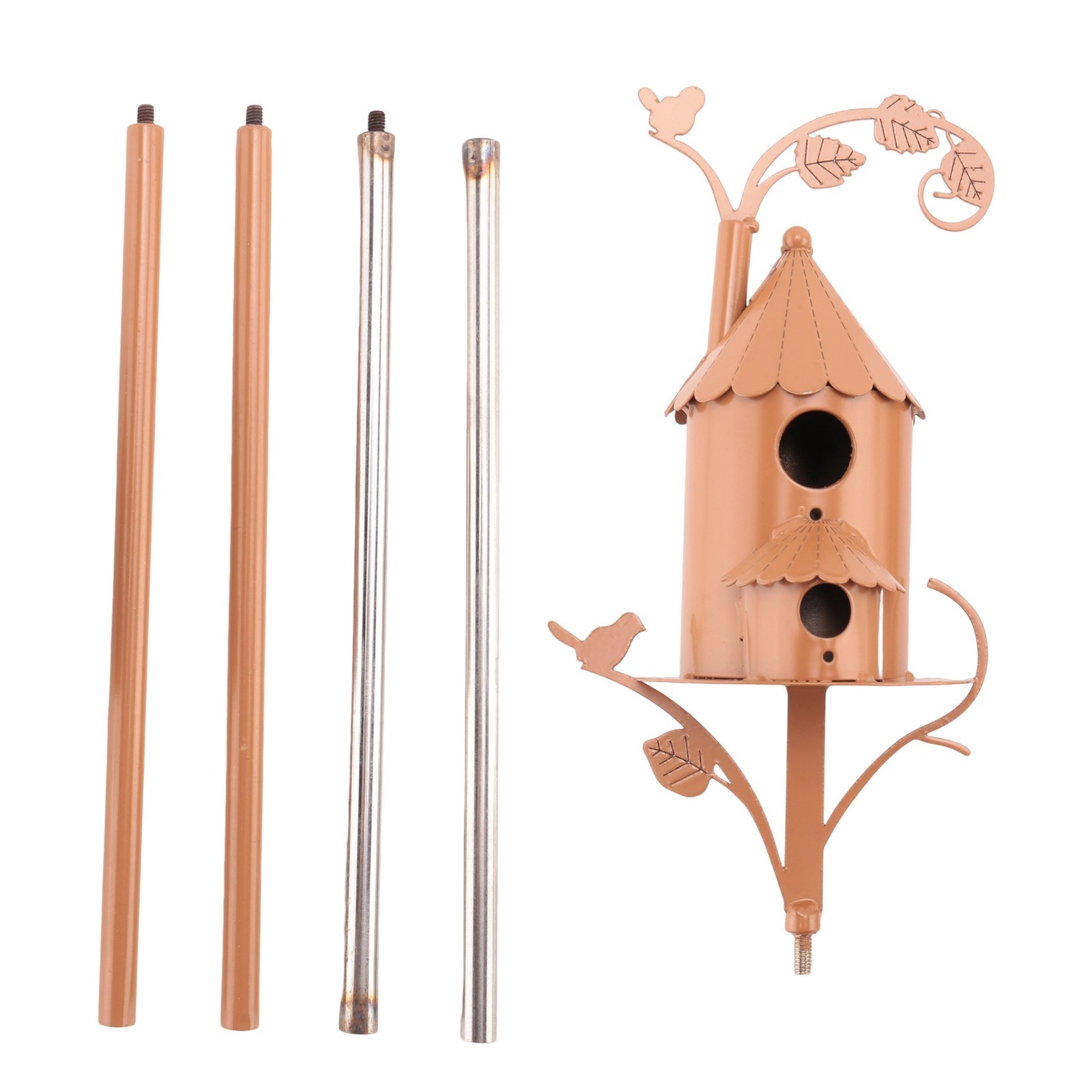3X(Garden Bird House with Pole Metal Bird Feeders Garden Stakes Bird Houses6023