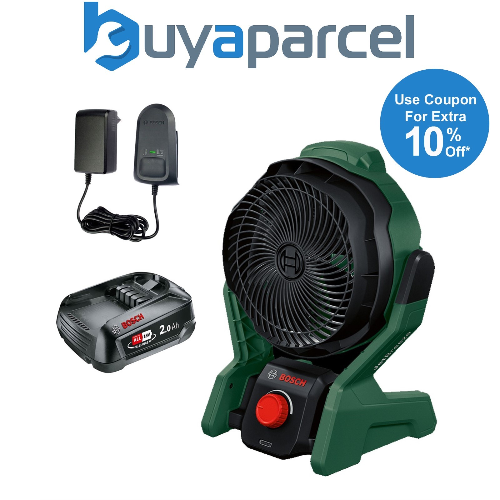 Bosch UniversalFan 18v 18V-1000 Cordless Cooling Workshop Fan 1 x 2.0Ah Battery