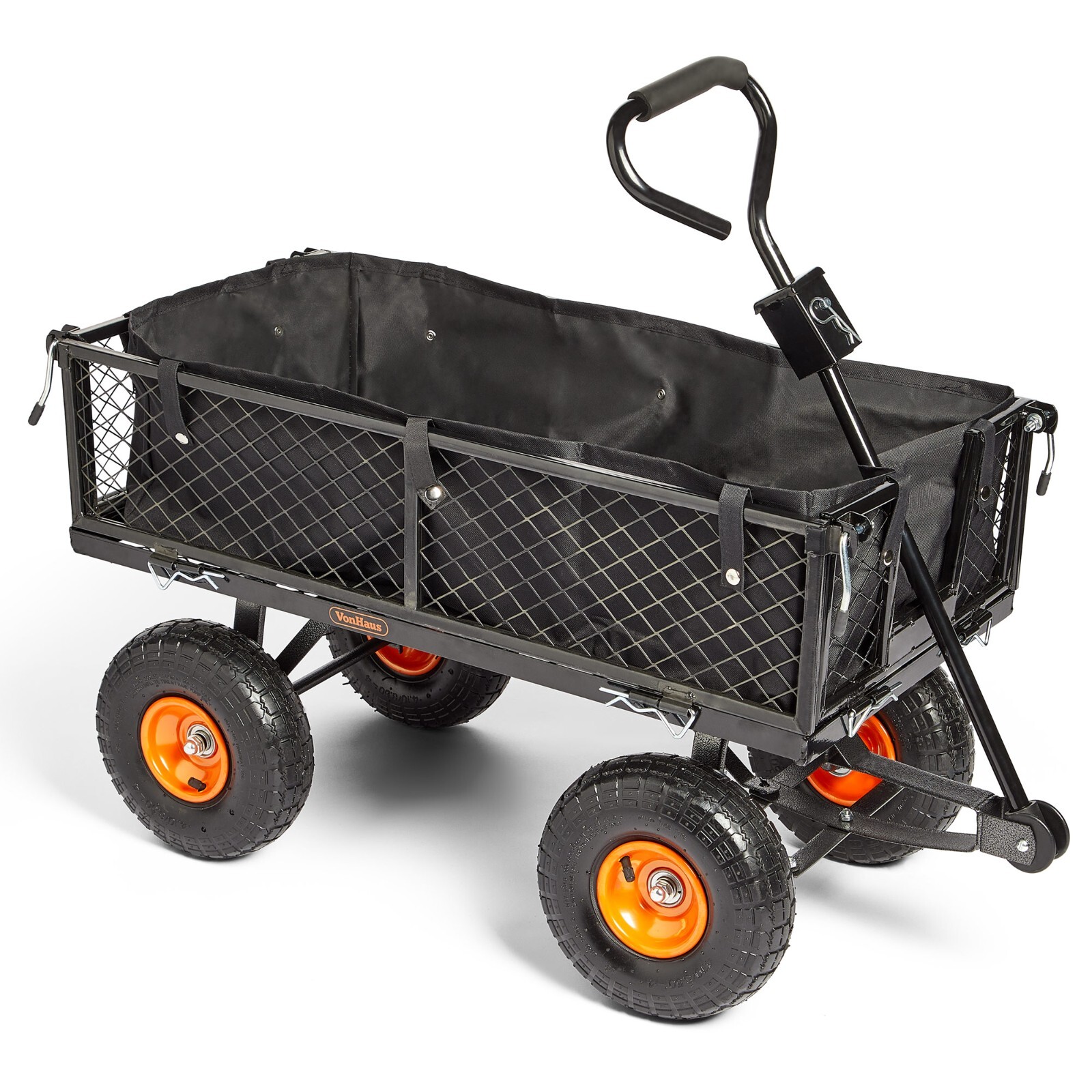 VonHaus Garden Cart Trolley Trailer Truck Heavy Duty Steel 350kg Weight Limit