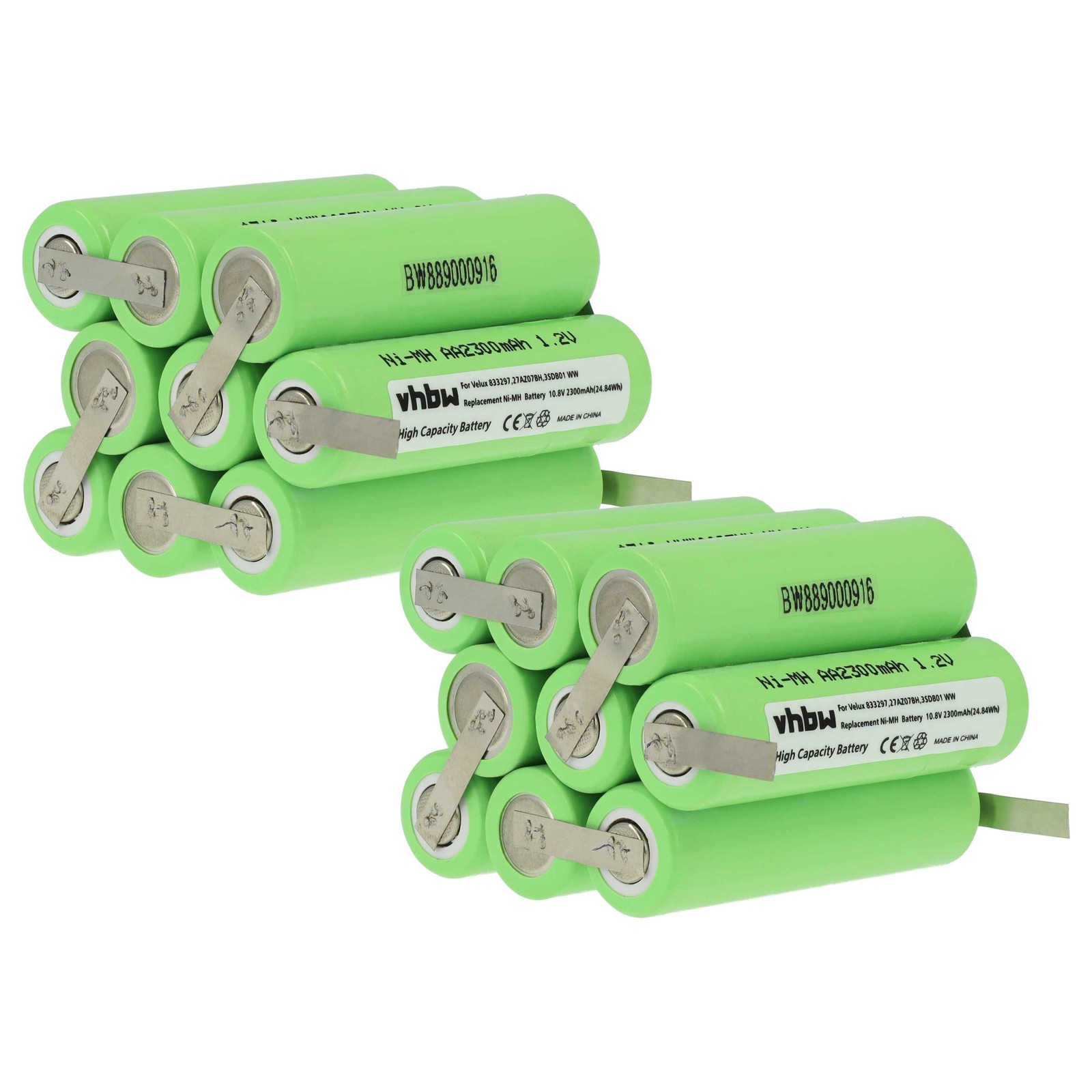 2x Battery for Velux 10.8V NiMH