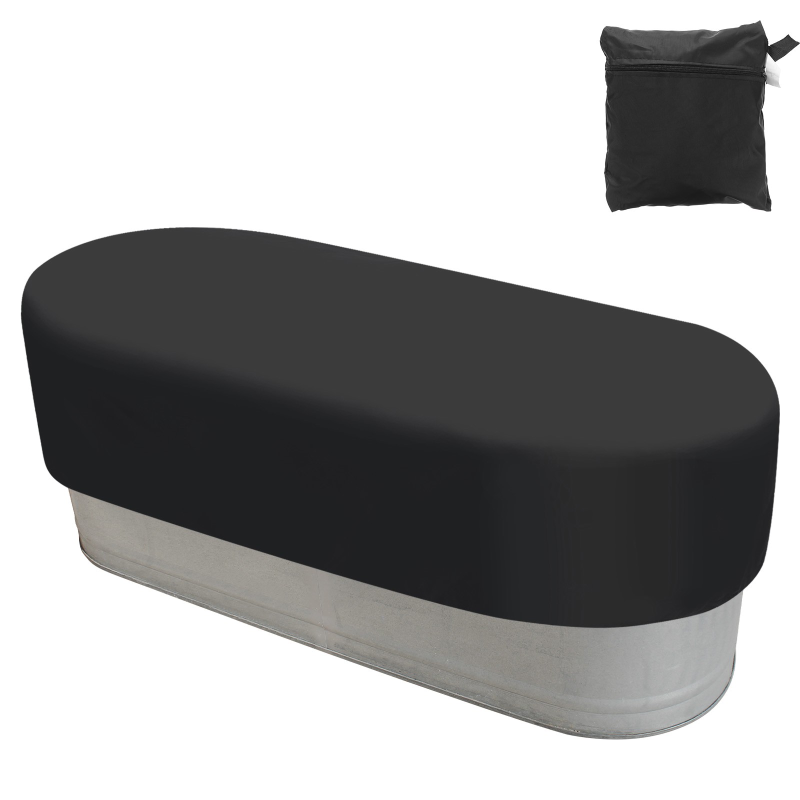 4Ft Oval Stock Tank Cover Waterproof 420D Oxford SPA Bath Pool Cover Black