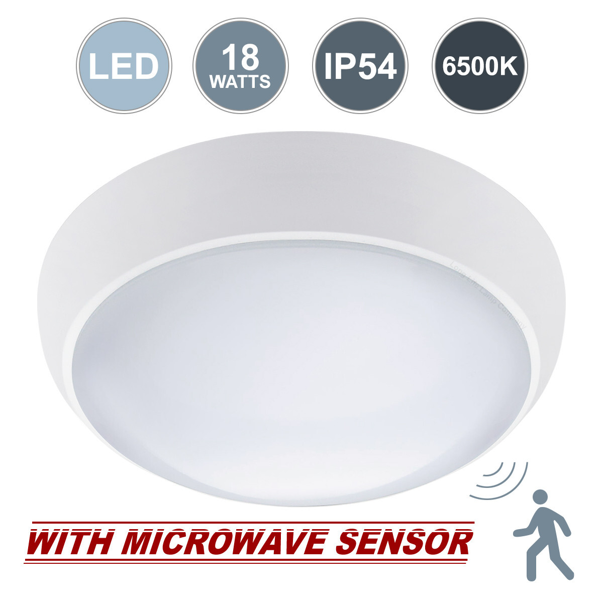 18W LED Round Surface Mount FLUSHLIGHT Ceiling Light IP54 with Microwave Sensor