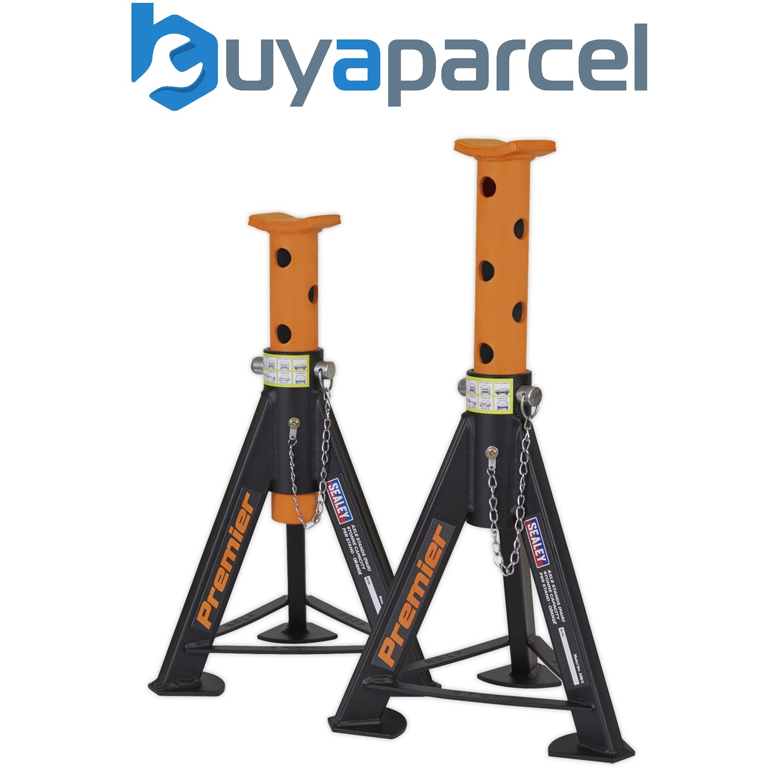 Sealey AS6O Premier Axle Stands (Pair) 6 Tonne Capacity per Stand - Orange